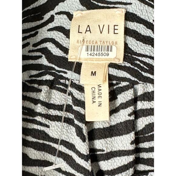 Rebecca Taylor Top Womens‎ Medium Button Up Mini Tiger Blue Mob Wife Office Work - Picture 6 of 9